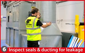 inspection seals and ducting for leaks