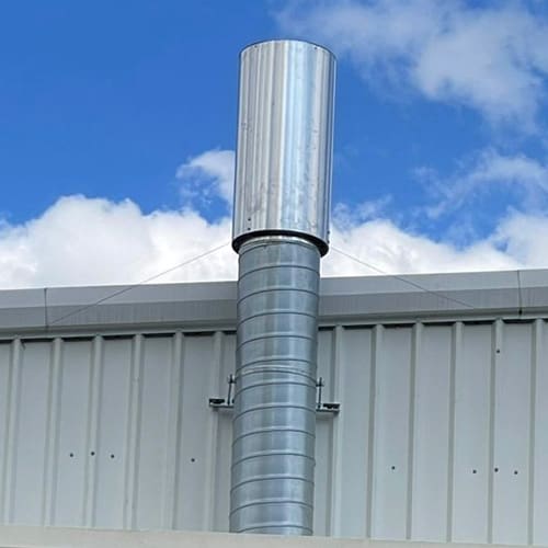 Free Flowing Vertical Weather Cowl with integrated Rain Flap